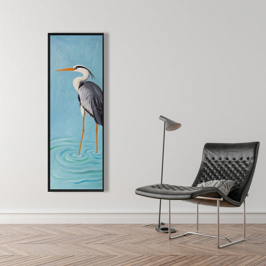 Grey Heron Marine Bedroom Framed Canvas | Home Decor Art