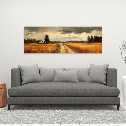 Toile Arbres en proie à une tempête imminente | Décoration paysagère illustrative