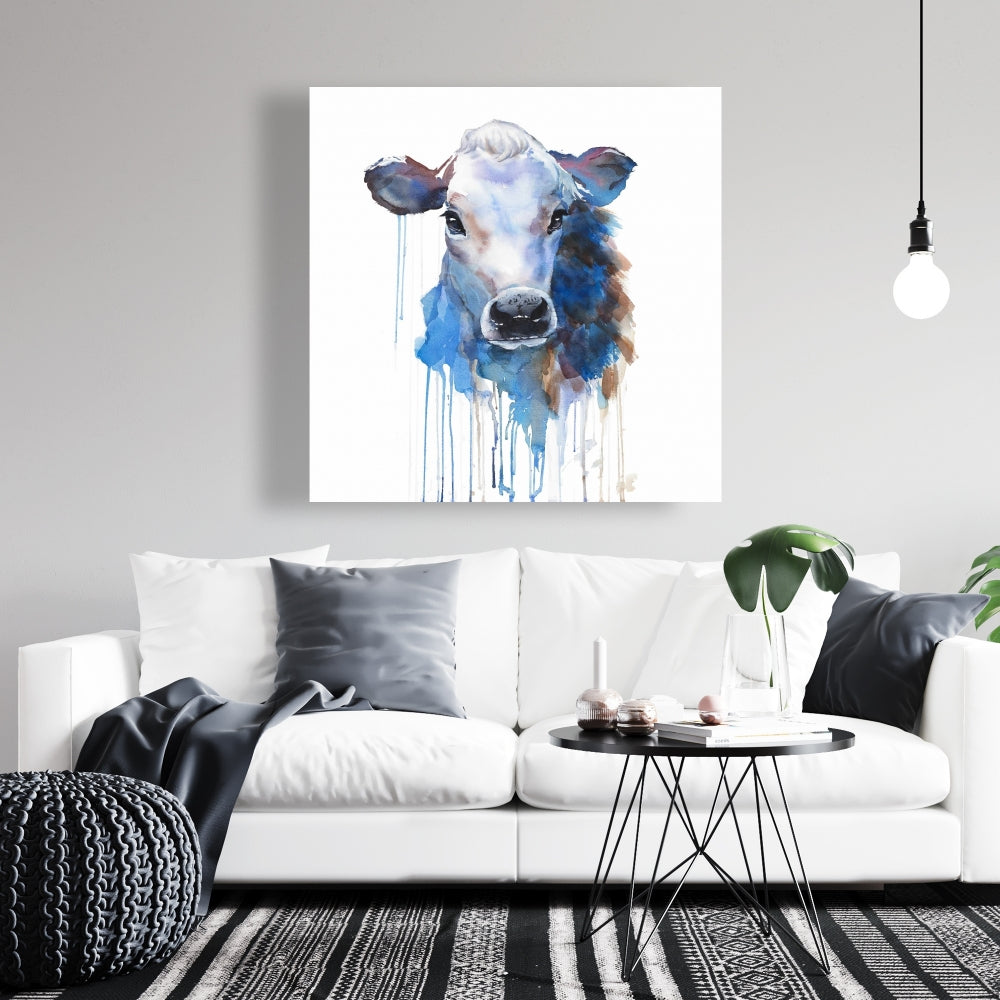 Watercolor Jersey Cow Canvas | Farm Animal Kitchen Decor