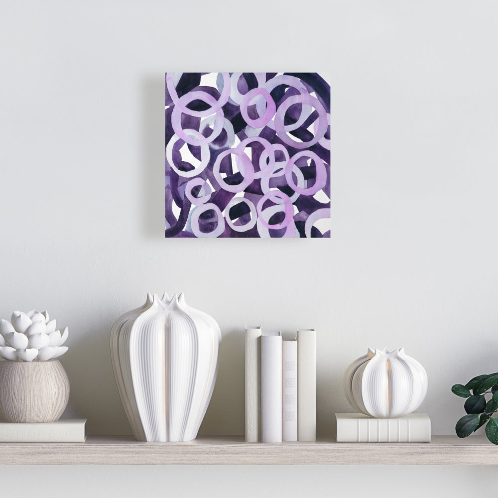 Toile abstraite avec anneaux violets – Décoration de chambre illustrative
