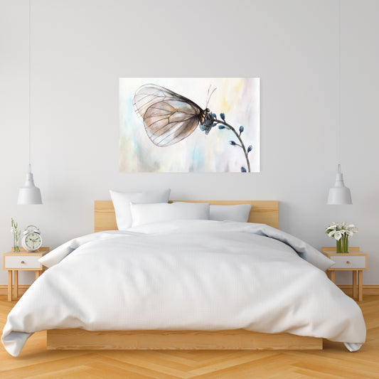 Butterfly on Blue Flowers Canvas - Bedroom Home Decor