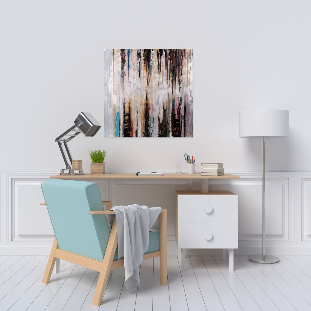 Abstract Runny Paint Canvas | Blue Shapes Modern Home Decor