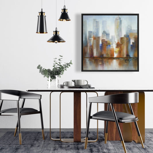 Paysage urbain dans le brouillard – Décoration murale moderne sur toile pour chambre à coucher