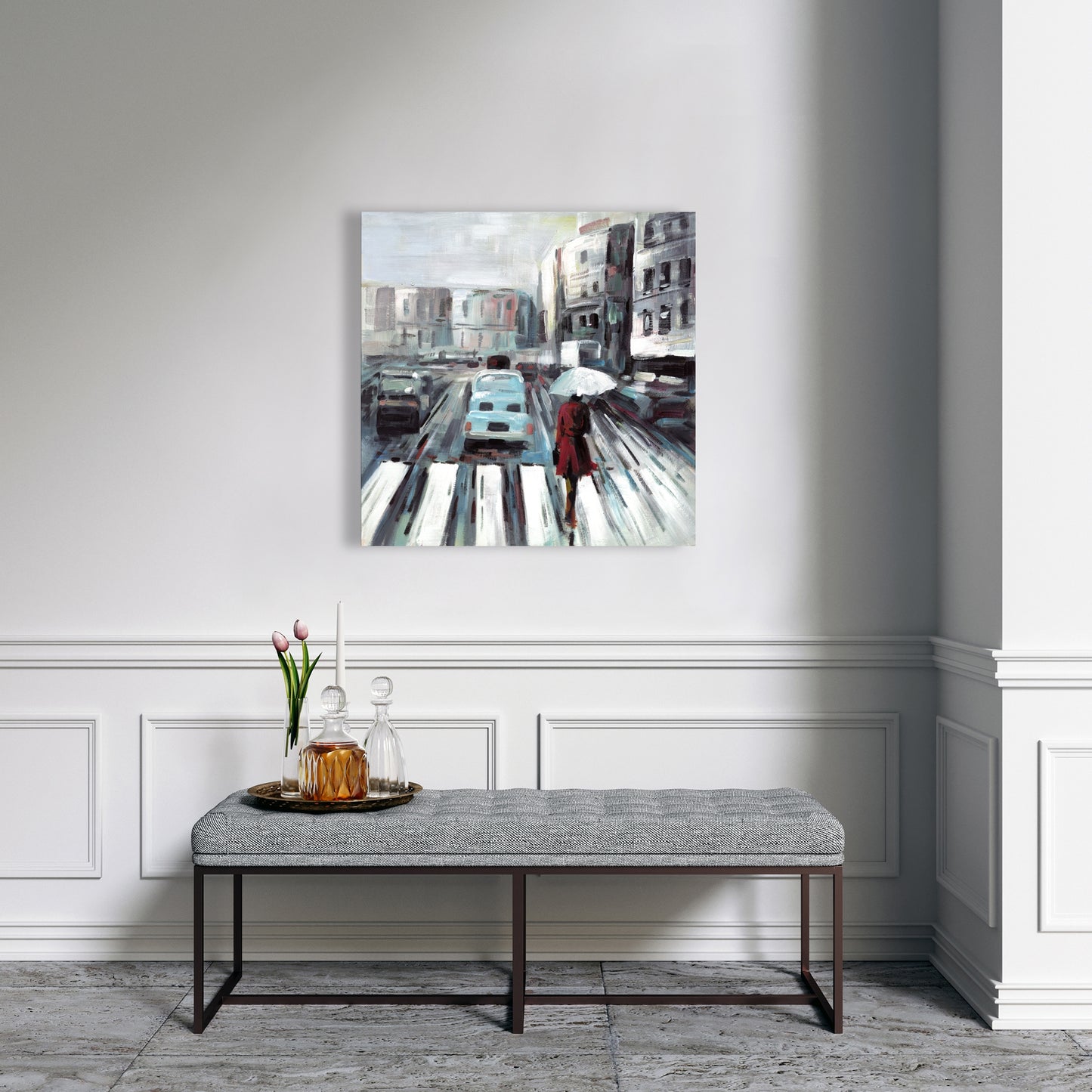 Abstract Pedestrian Crossing Canvas | Contemporary Bedroom Art