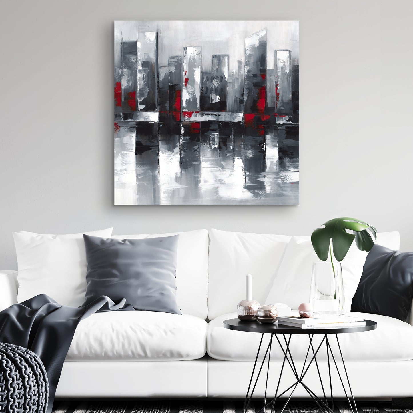 Abstract Cityscape Blue Cities Bedroom Canvas | Home Decor
