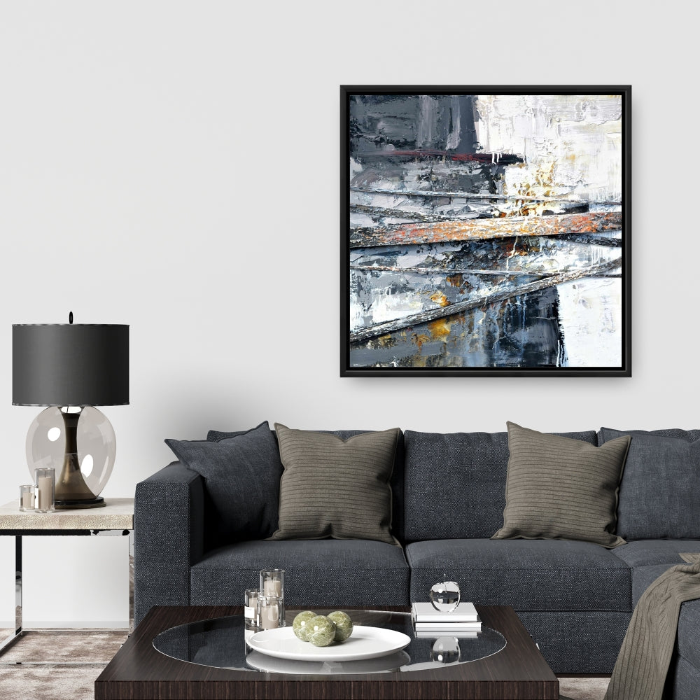 Rayures texturées et éclaboussées de peinture | Décoration abstraite sur toile