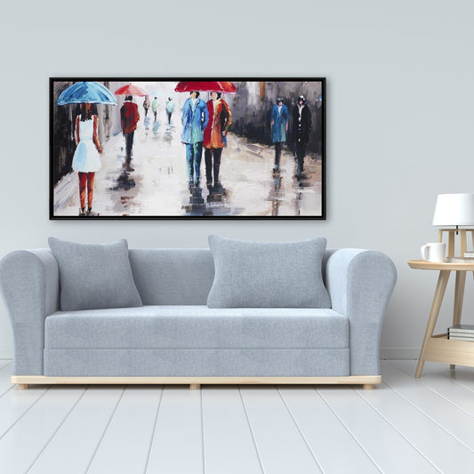 People with Umbrellas Street Canvas | Modern Wall Art Decor