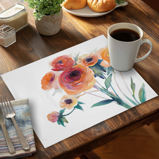 Watercolor flowers - 14"x18" Polyester Placemat