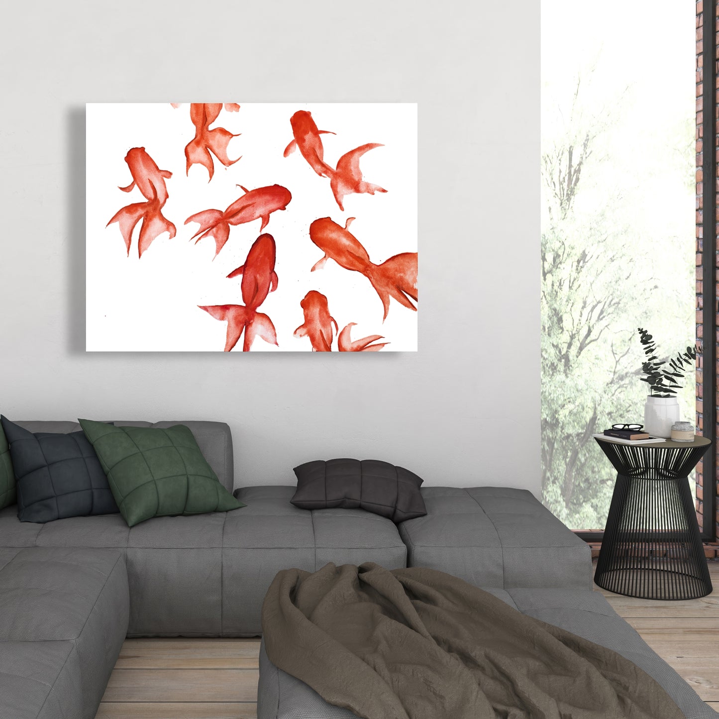 Red Fishes Canvas | Aquatic Animals Bedroom Decor Wall Art