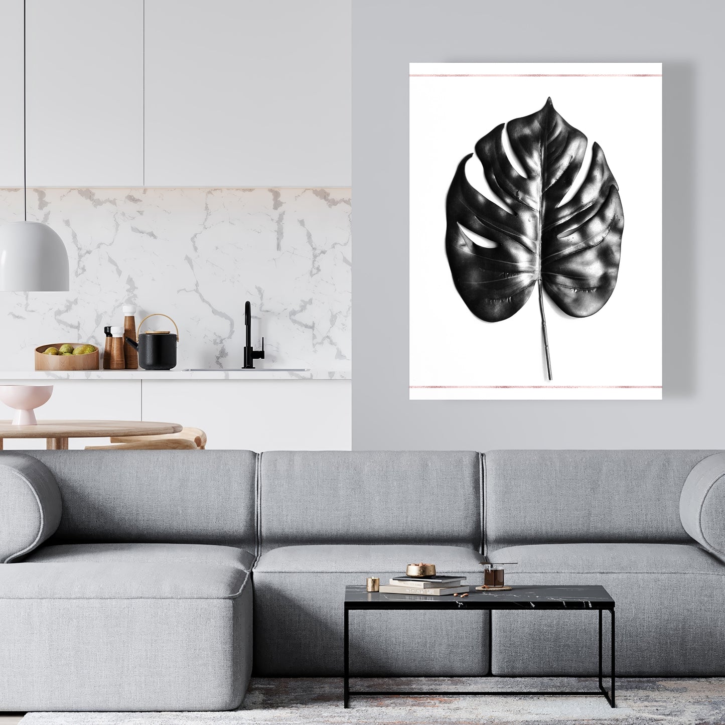 Toile botanique blanche exotique | Philodendron à feuilles fendues