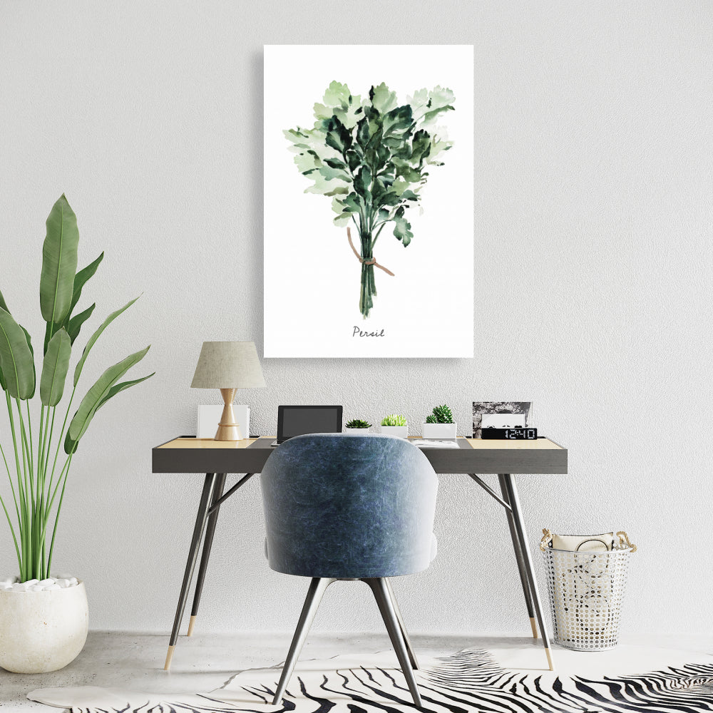 Toile blanche gastronomique – Bouquet de Persil attaché | Décoration d'intérieur