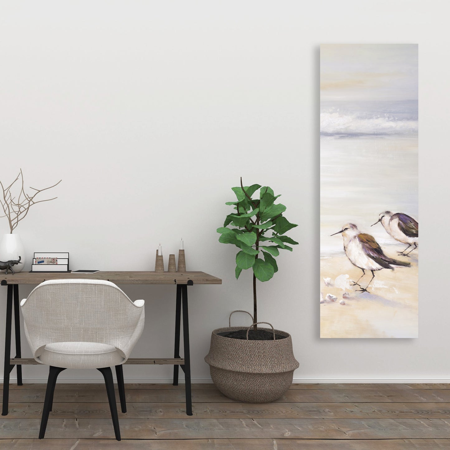 Two Sandpipers on the Beach Canvas - Bird Marine Bedroom Decor