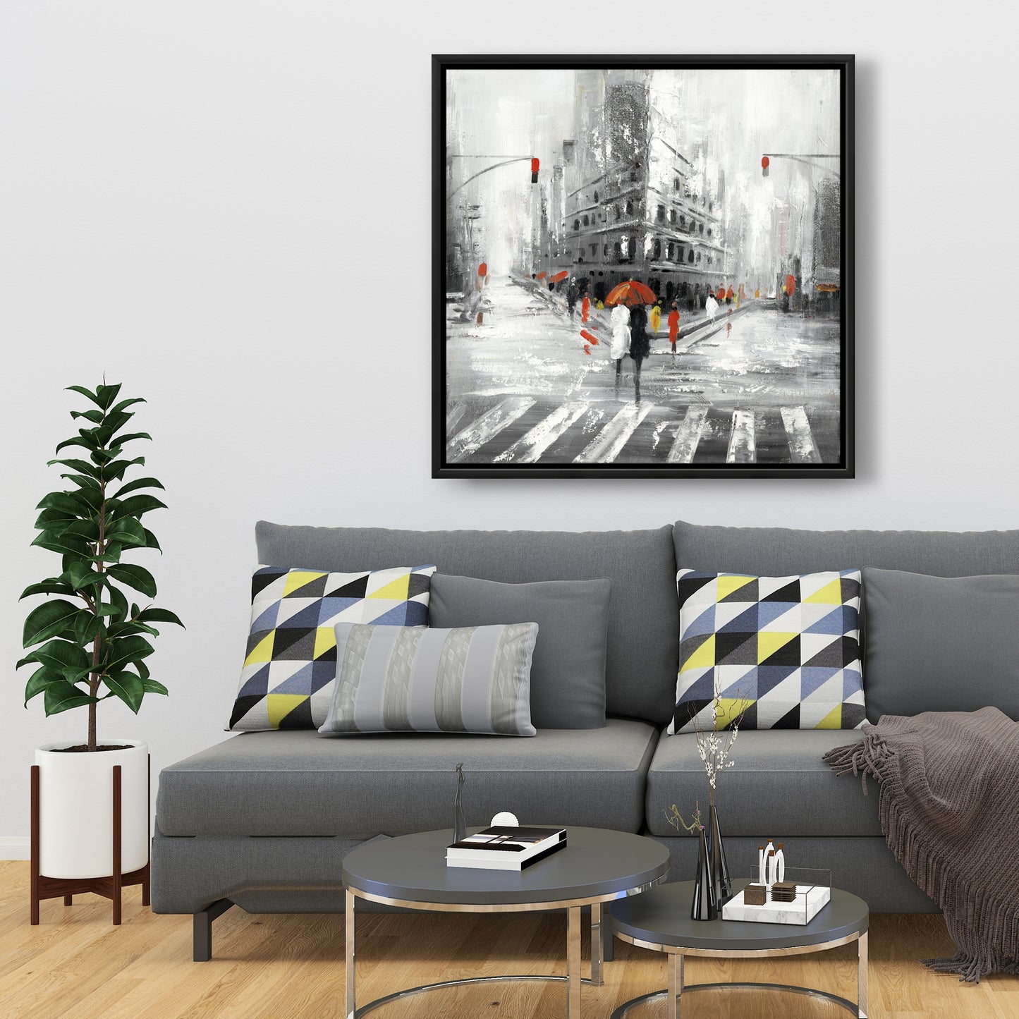 Gray Bedroom Art - Greyish Flatiron Building Framed Canvas