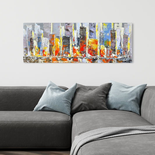 Color Splash Cityscape Canvas | Blue Wall Art for Home Decor