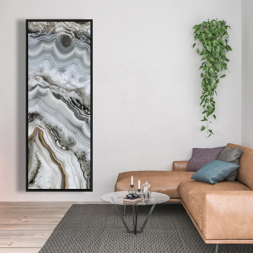 White Abstract Geode Framed Canvas - Hyperrealist Home Decor