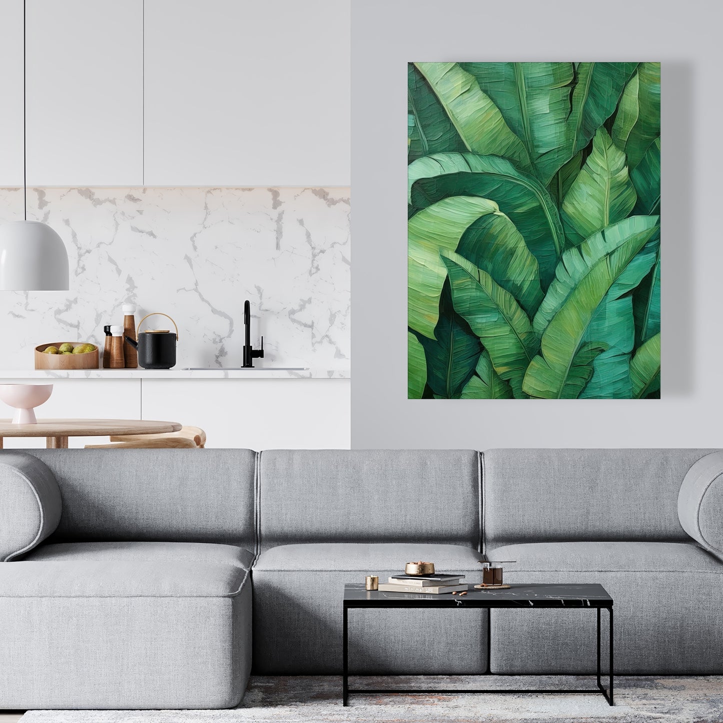 Toile verte à feuilles denses | Décoration murale pour chambre