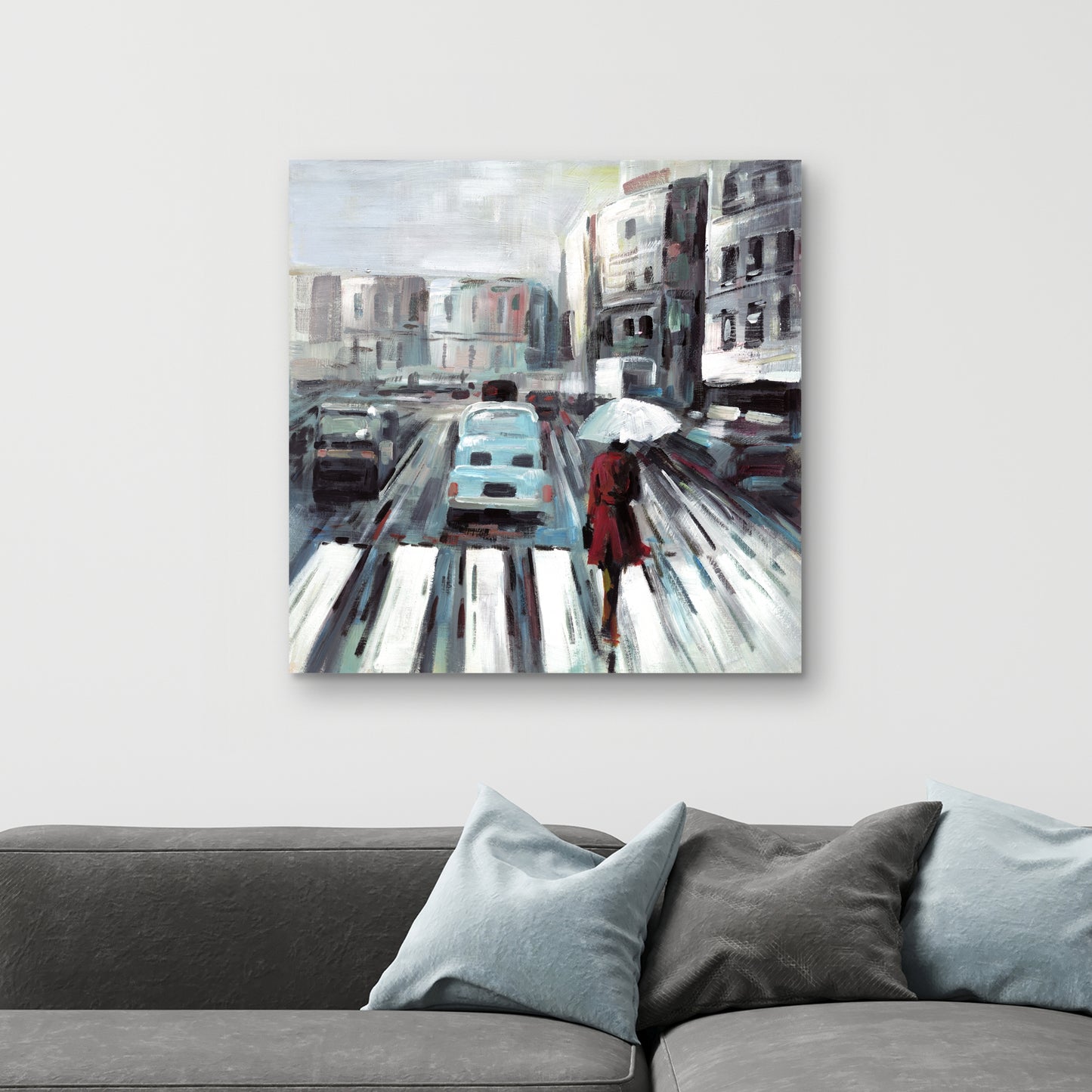 Abstract Pedestrian Crossing Canvas | Contemporary Bedroom Art