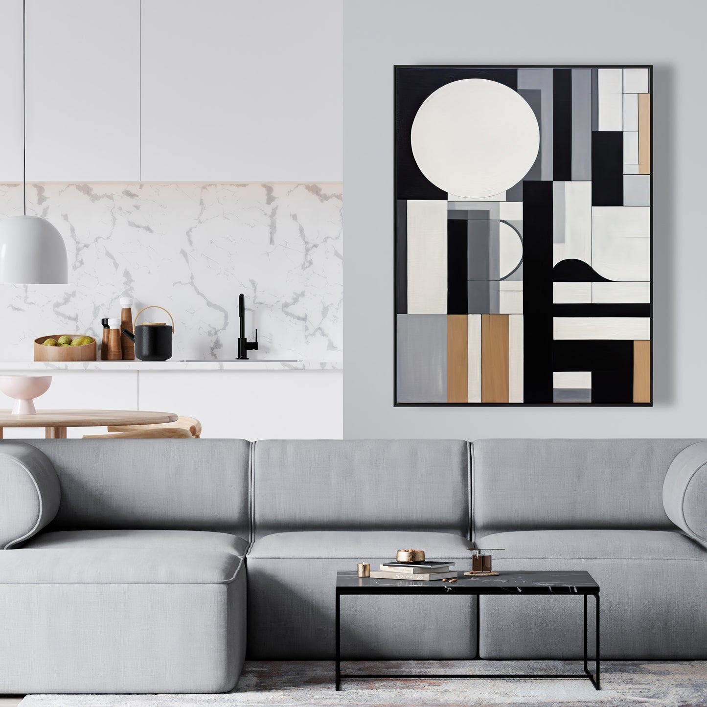 Toile encadrée minimaliste et abstraite - Décoration d'intérieur moderne