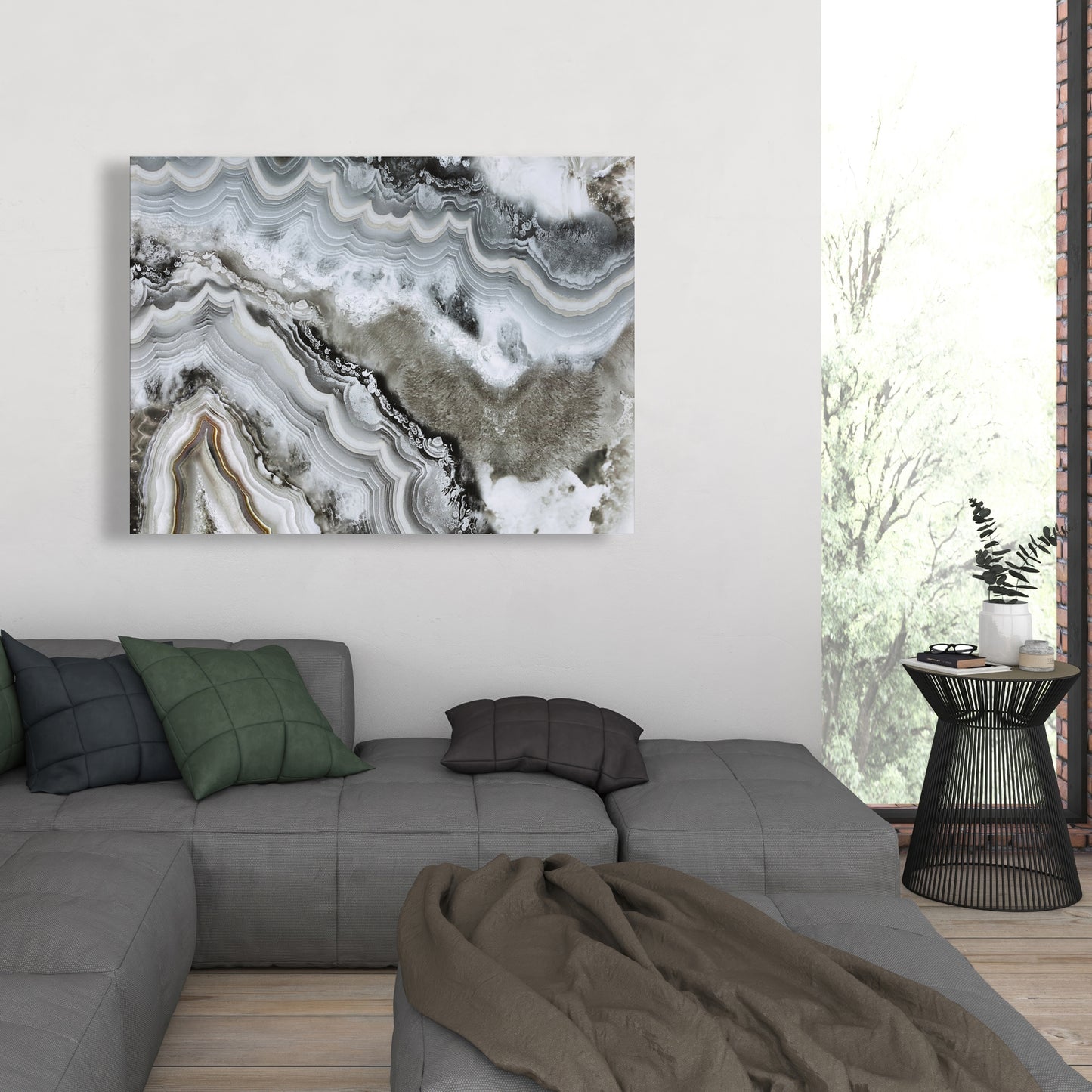 Abstract Geode Canvas - White Abstract Minerals Home Decor