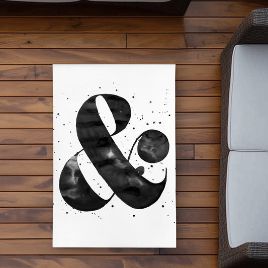 Ampersand Black & White Outdoor Area Rug for Home Decor