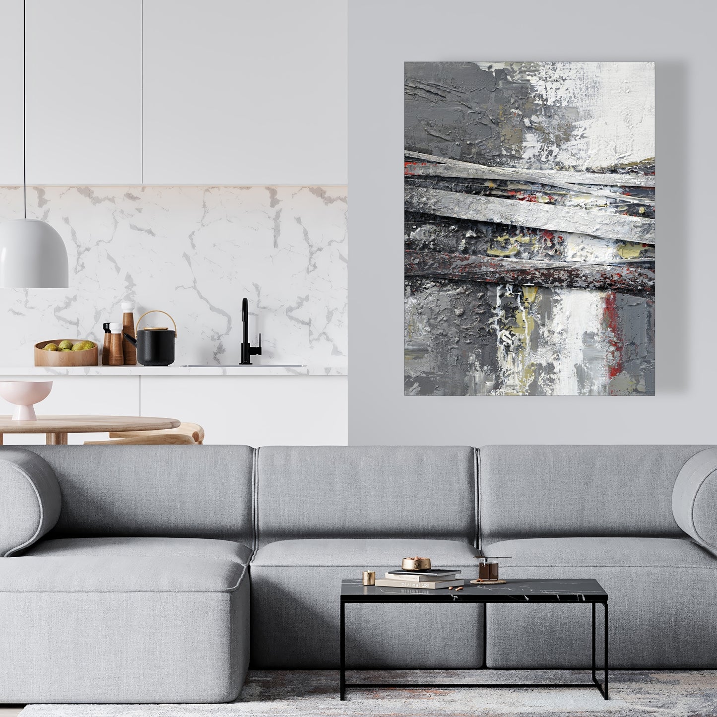 Toile à rayures abstraites industrielles | Décoration murale