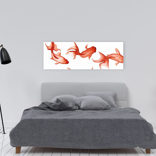 Small Red Fishes Canvas - Asian Animals Bedroom Wall Art Decor