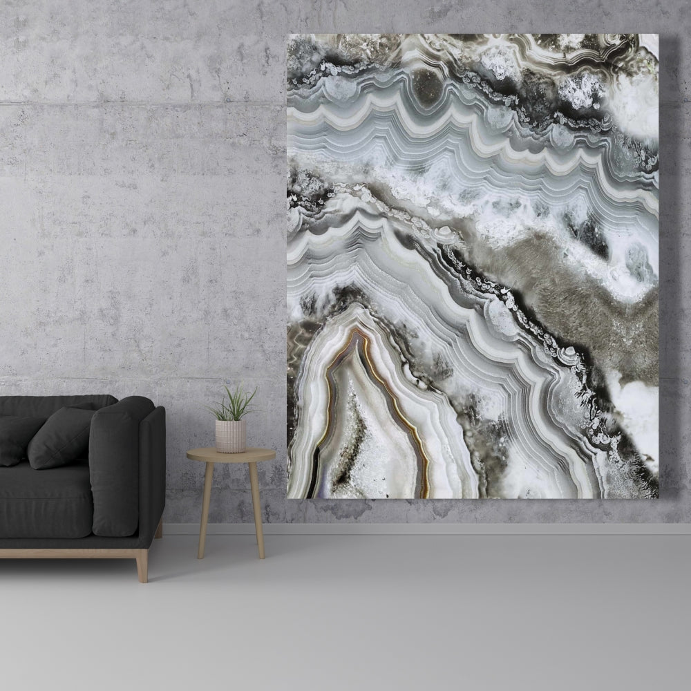 Abstract Geode Canvas - White Abstract Minerals Home Decor
