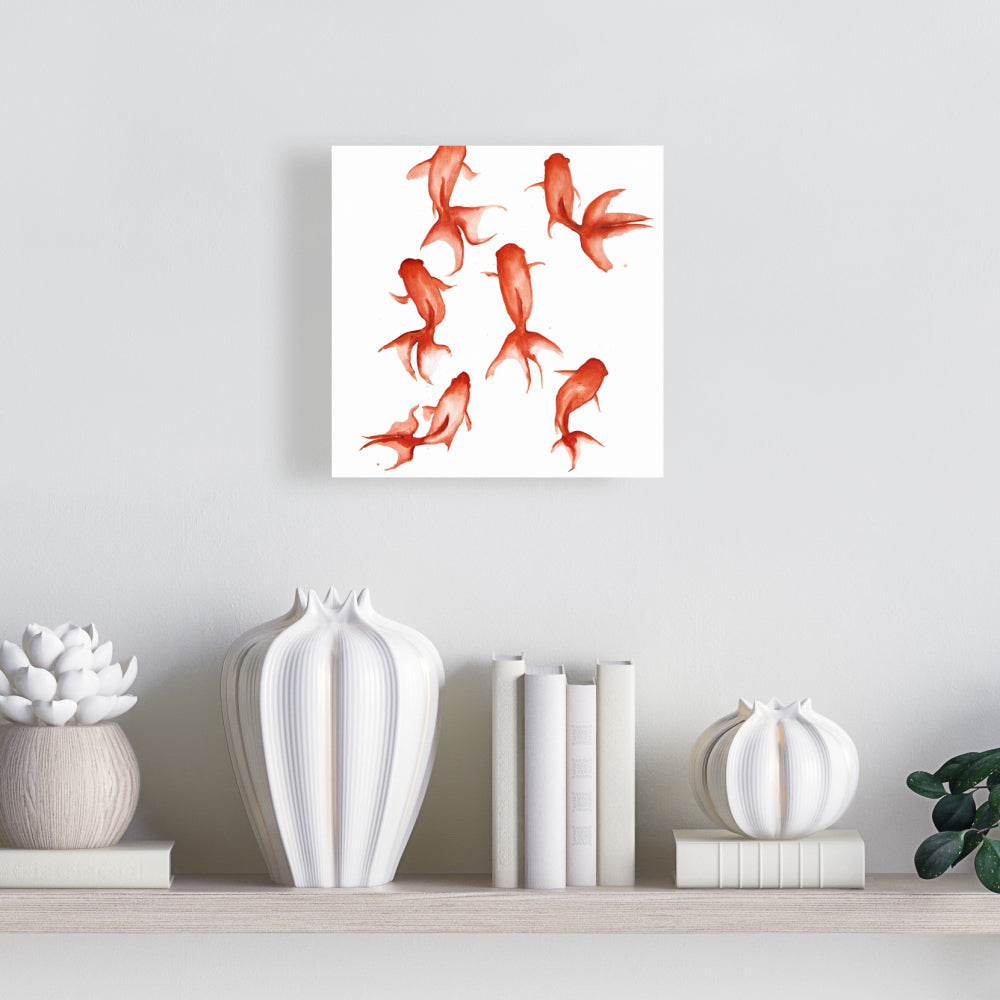 Small Red Fishes Canvas - Asian Animals Bedroom Wall Art Decor