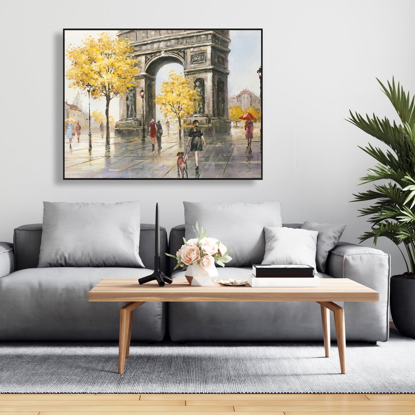 Toile moderne représentant une scène de rue de l'Arc de Triomphe - Décoration d'intérieur