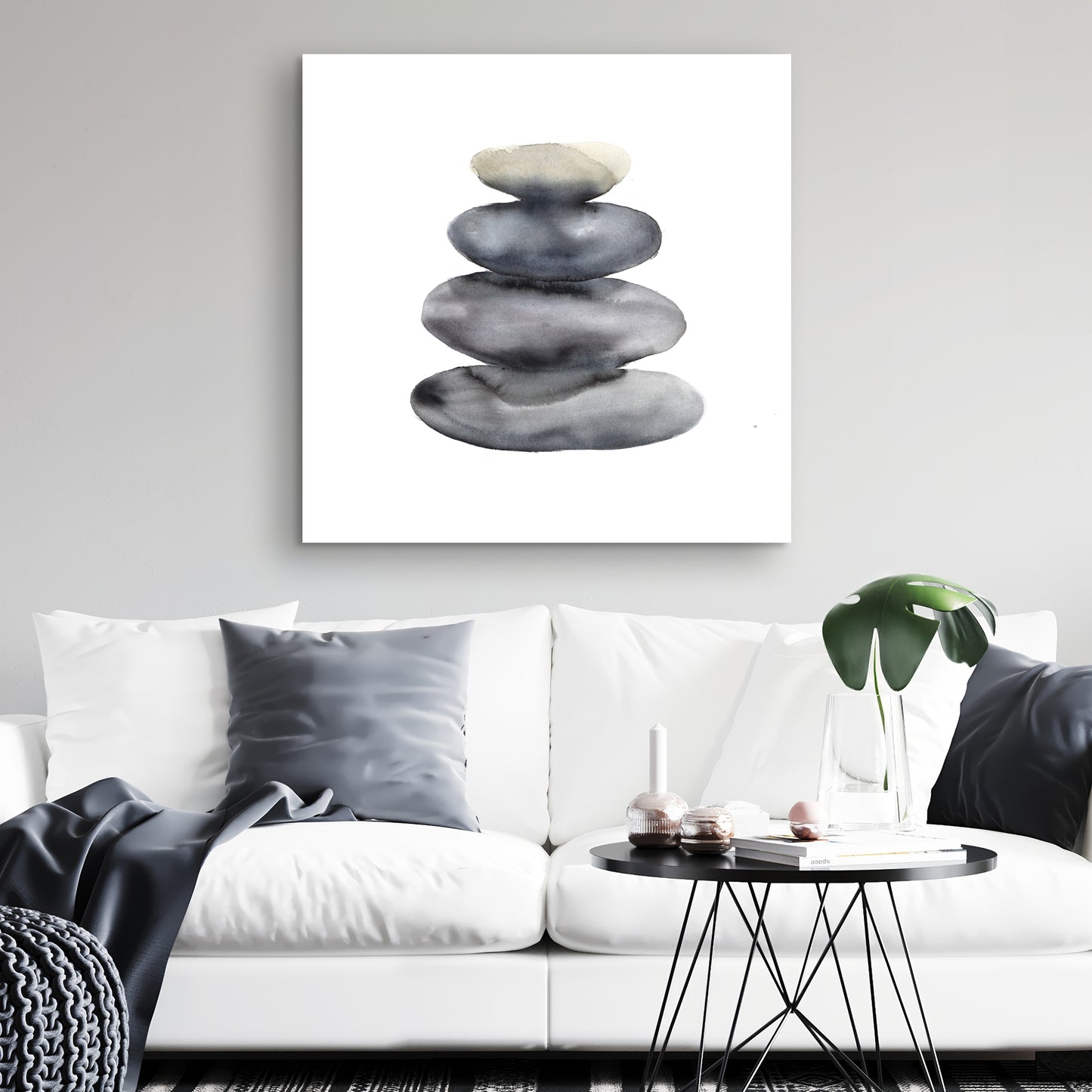 Nature morte aux minéraux sur toile spirituelle - Décor quatre pierres chaudes