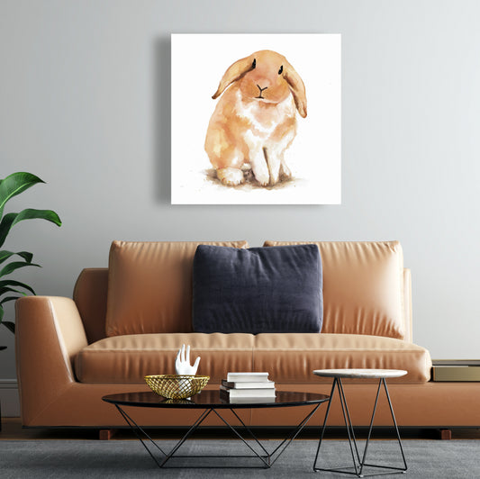 Lop-rabbit Canvas | Orange Animal Bedroom Decor Wall Art