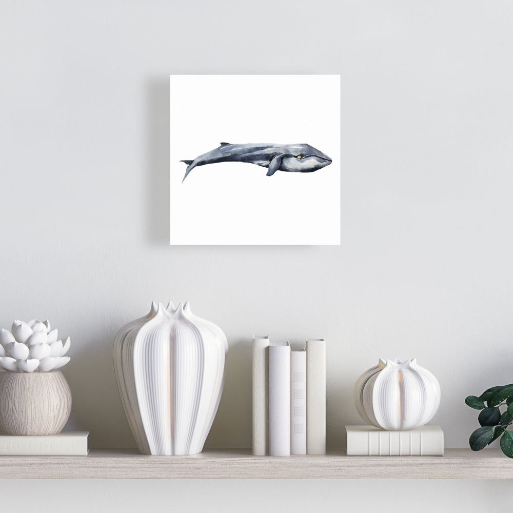 Watercolor Whale Canvas - Blue Bedroom Decor | Aquatic Art