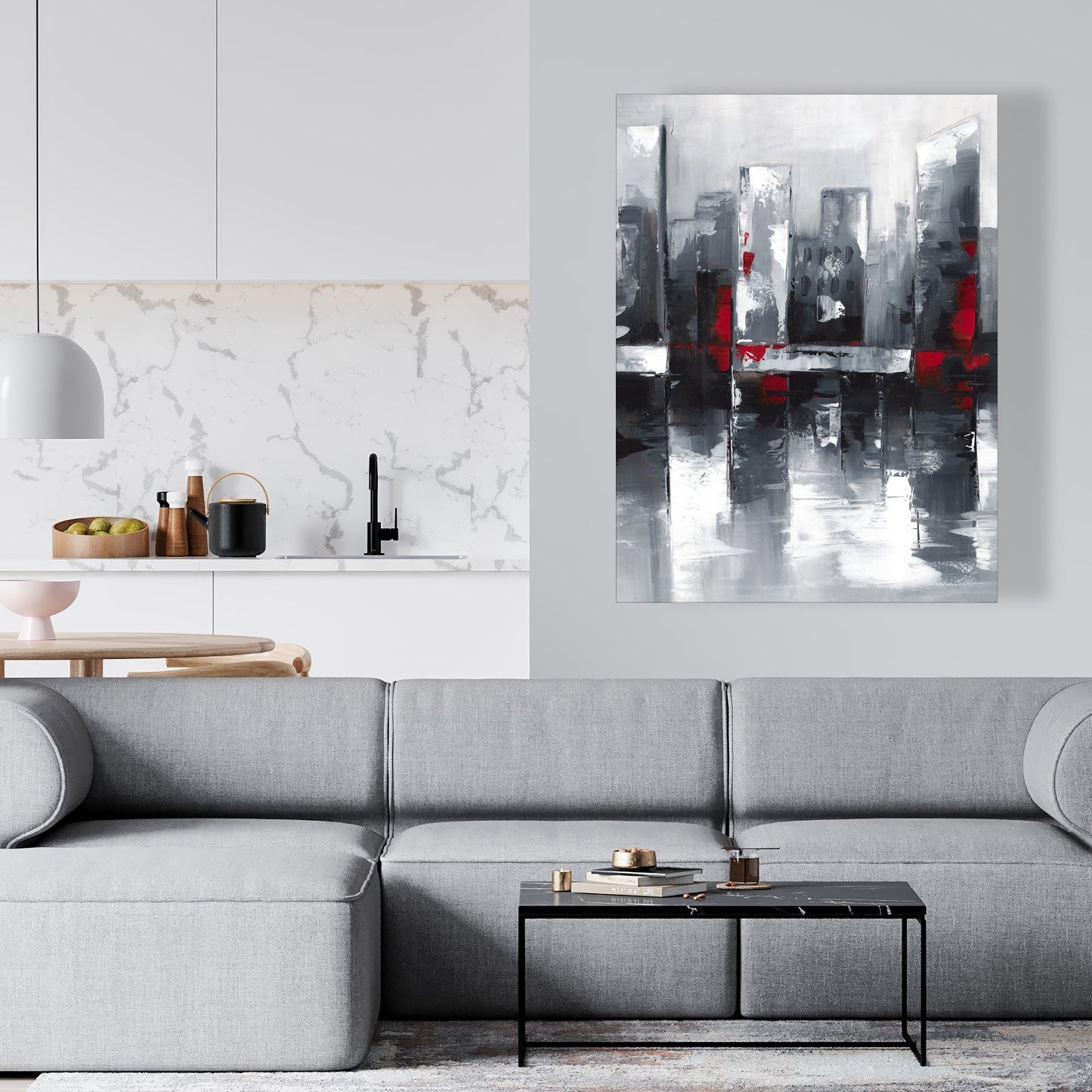 Abstract Cityscape Blue Cities Bedroom Canvas | Home Decor
