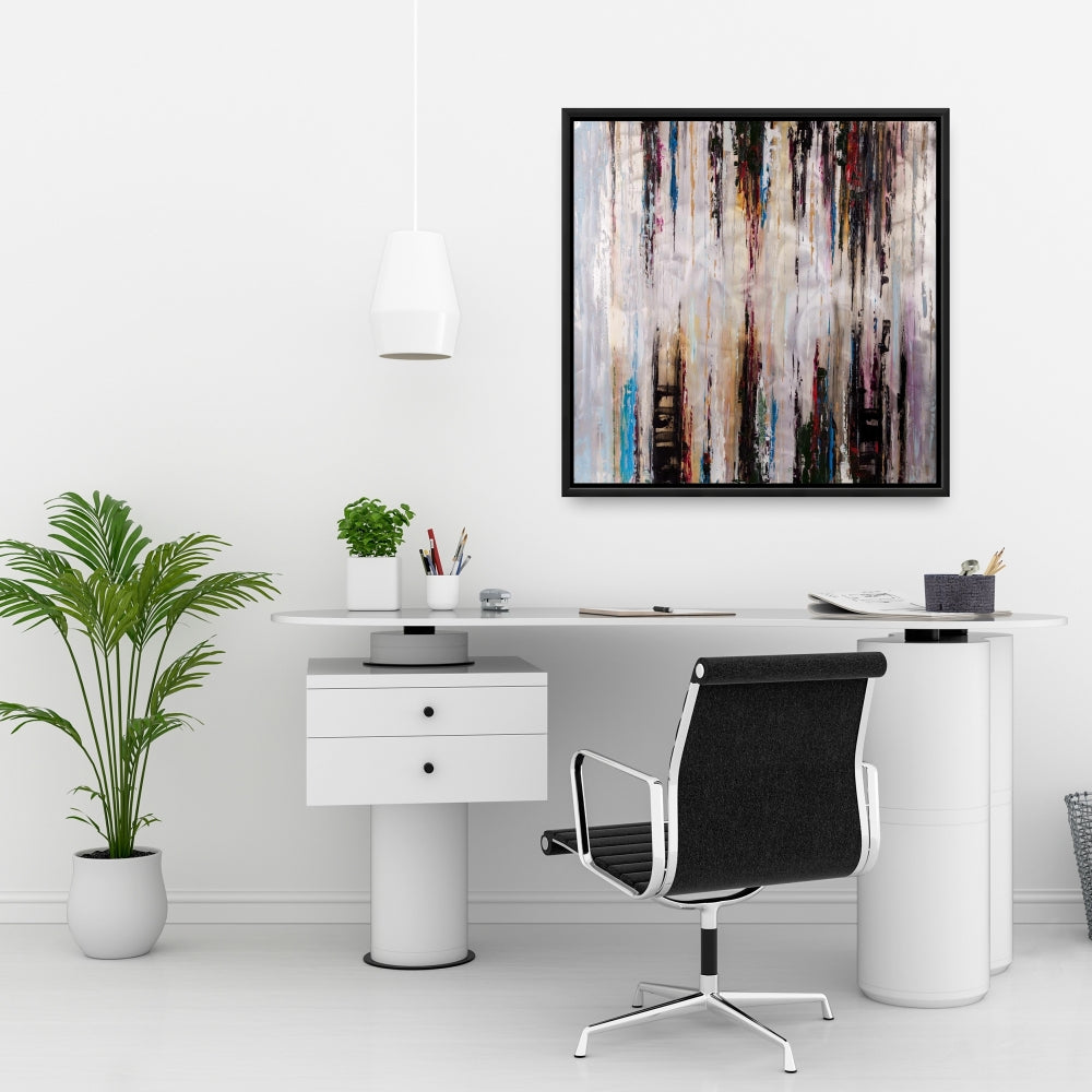 Peinture liquide abstraite - Toile encadrée bleue moderne pour décoration intérieure