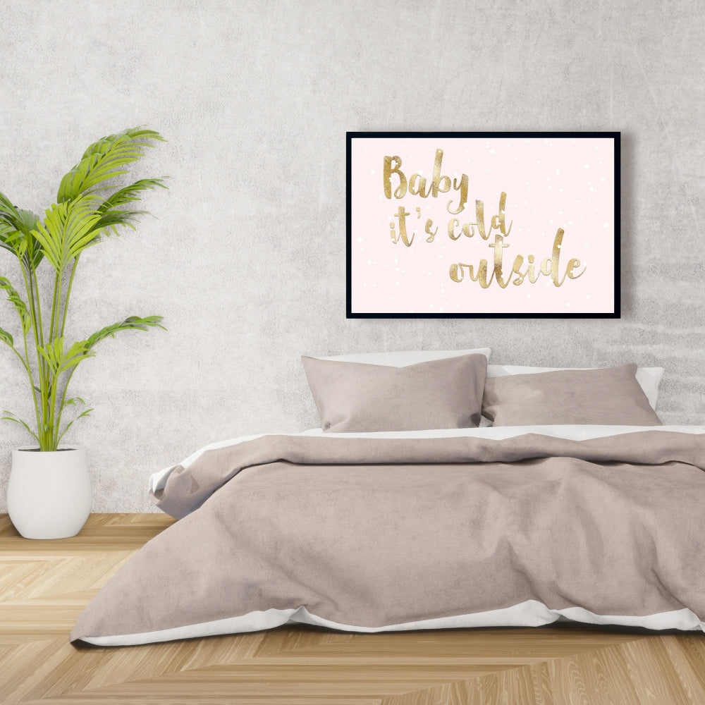 Toile encadrée rose « Bébé, il fait froid dehors » | Décoration d'intérieur
