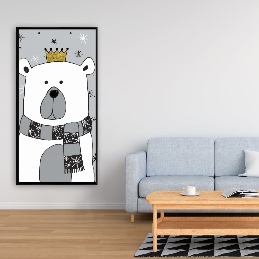 Magnifique toile encadrée grise « Ours » | Décoration murale pour salon