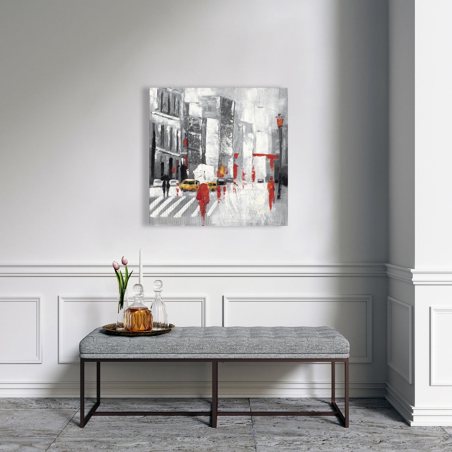 Abstract Cloudy City Street Canvas | Building Bedroom Decor