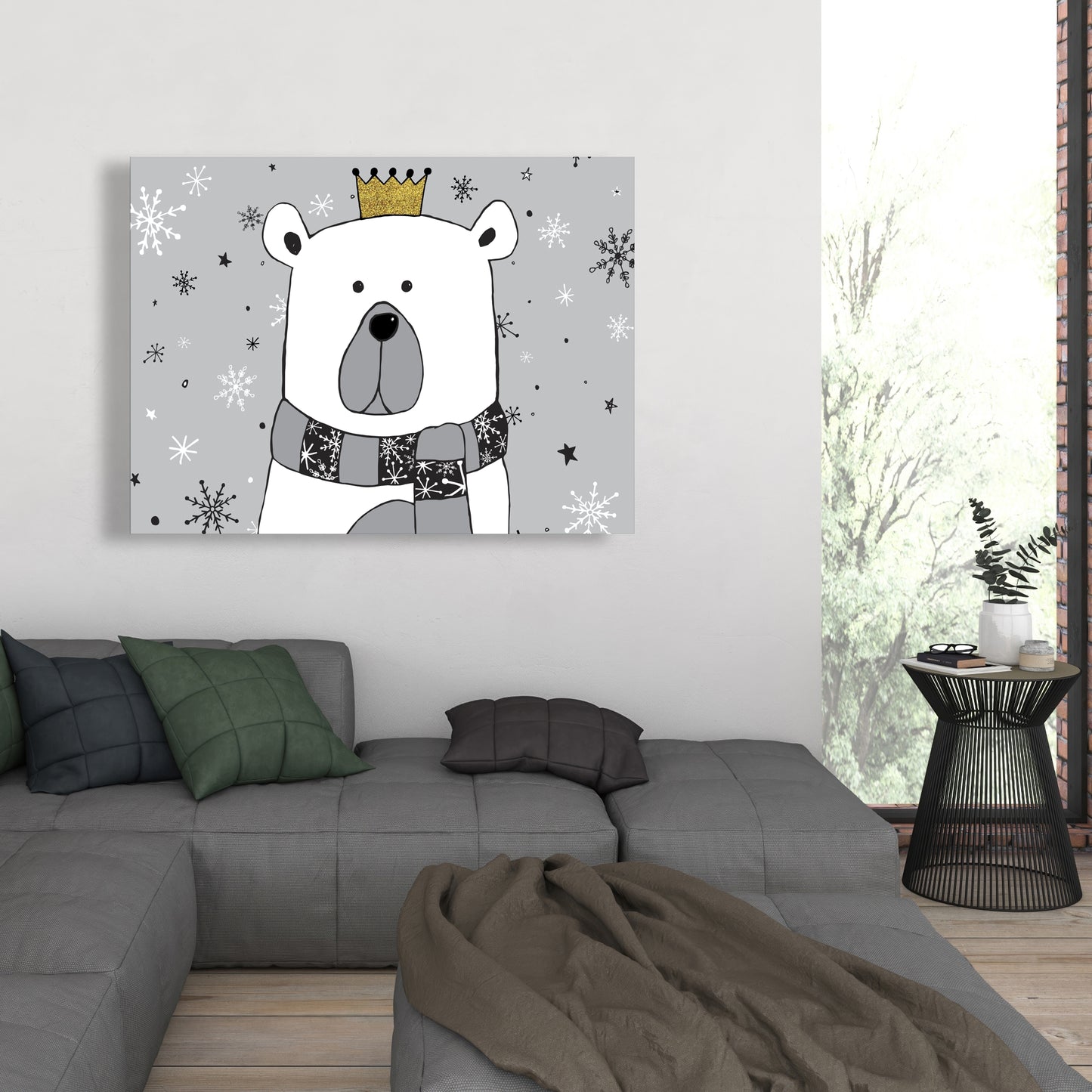 Magnifique toile d'ours gris pour la décoration du salon