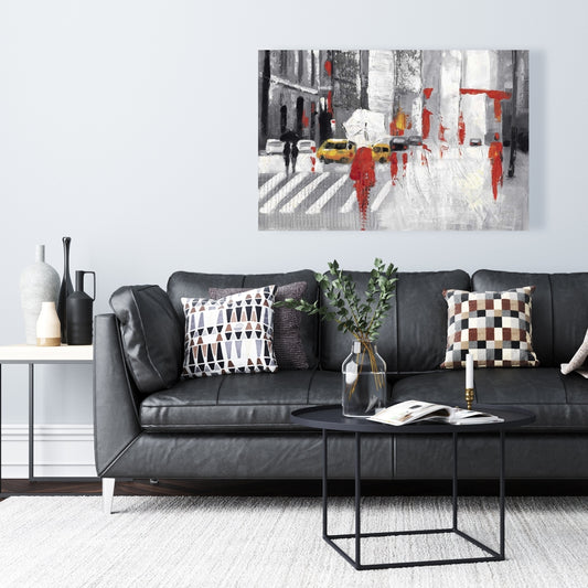 Abstract Cloudy City Street Canvas | Building Bedroom Decor