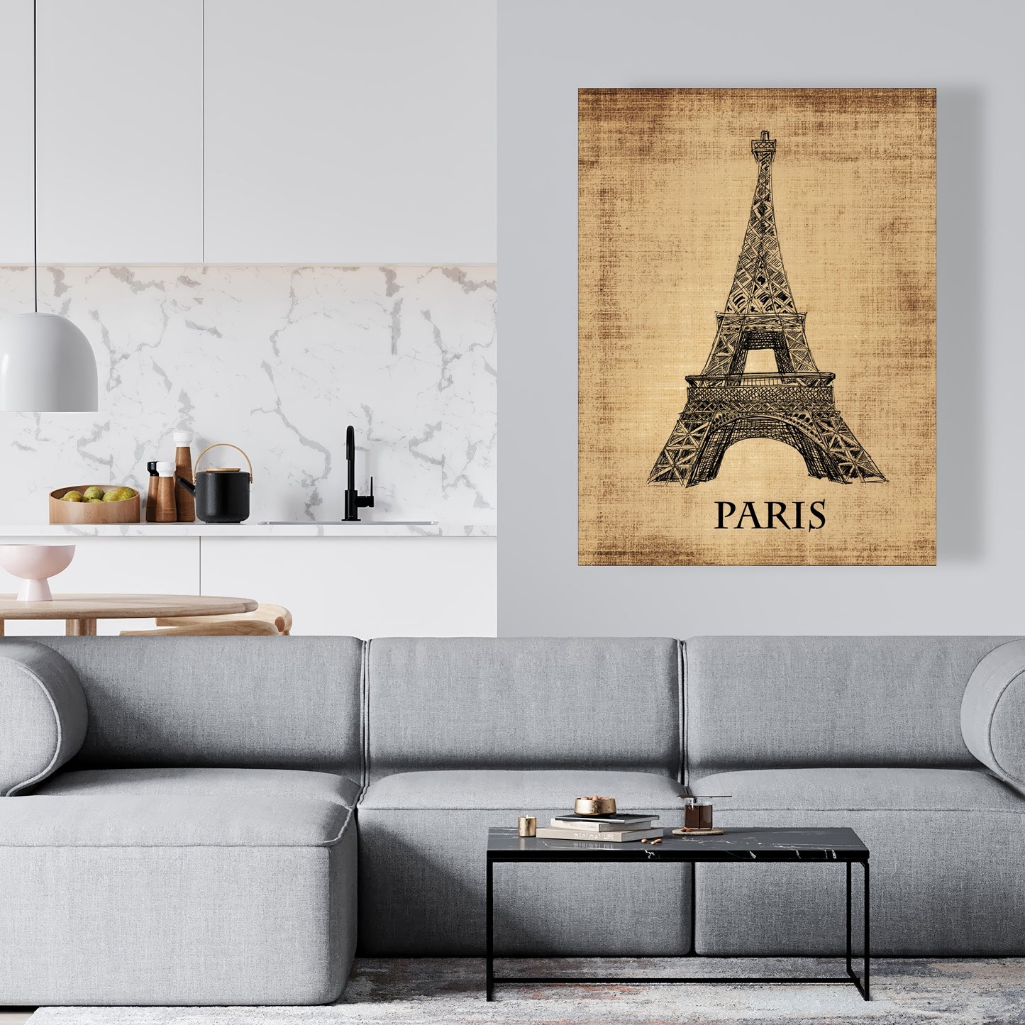 Eiffel Tower Brown Canvas | Typo & Symbols Home Decor Art