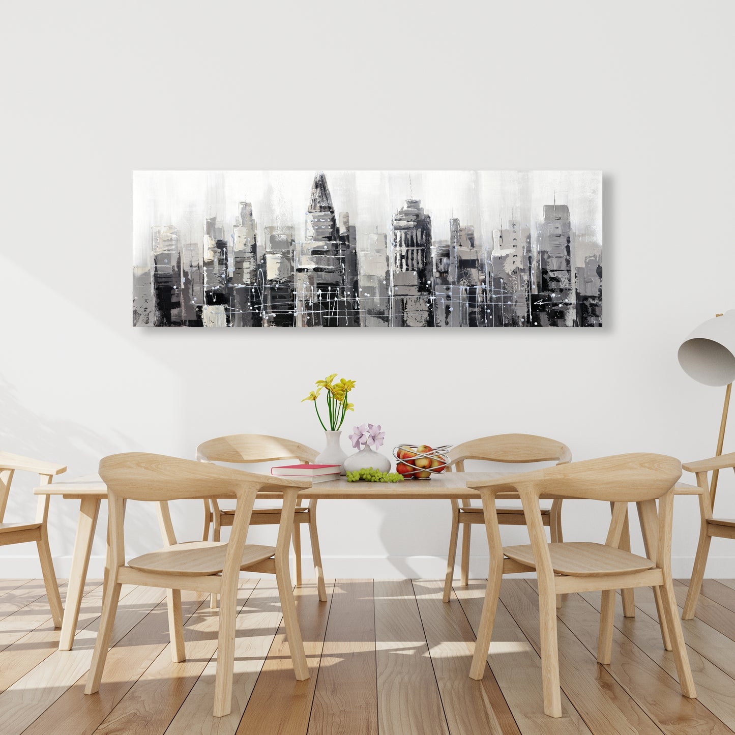 Toile moderne « City grise » : décoration murale pour chambre à coucher