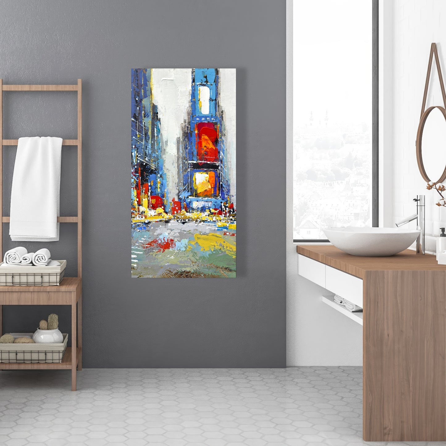 Contemporary Abstract Building Canvas | Colorful Home Decor