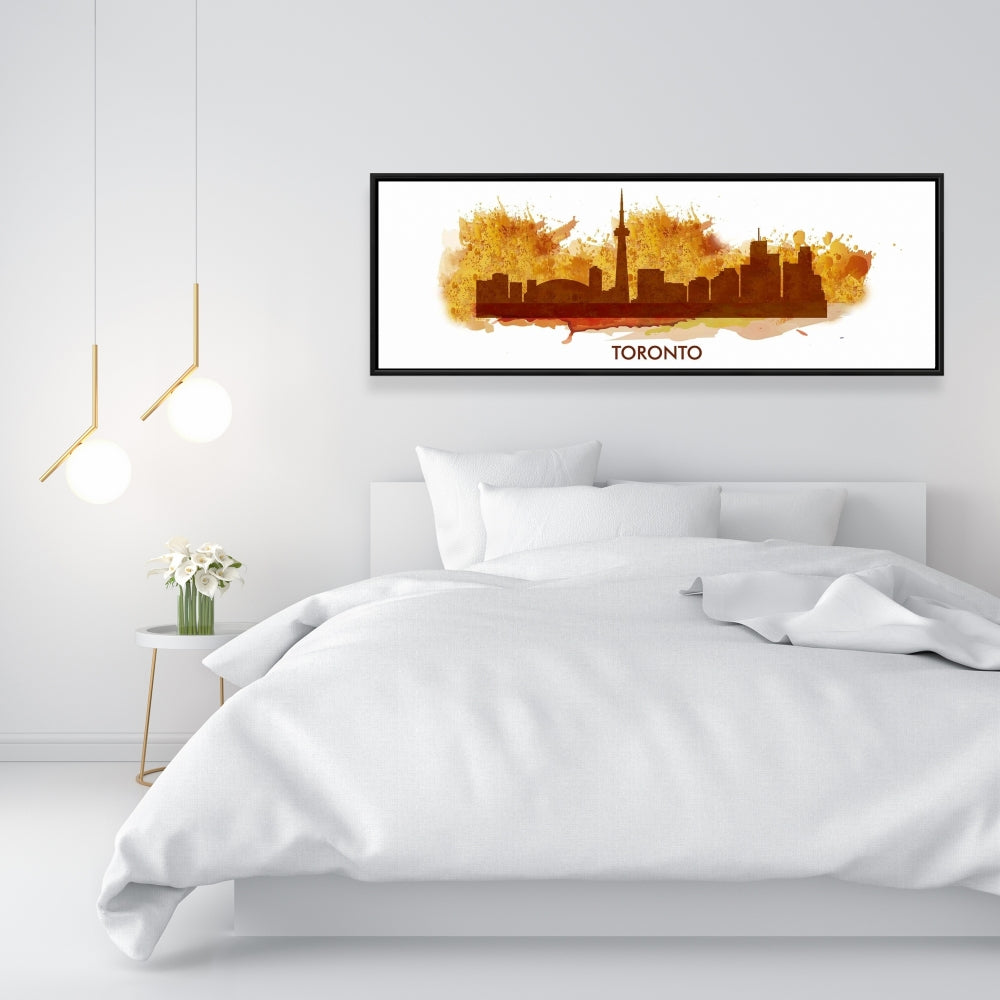 Toile « Toronto Skyline » avec éclaboussures de peinture | Décoration d'intérieur encadrée