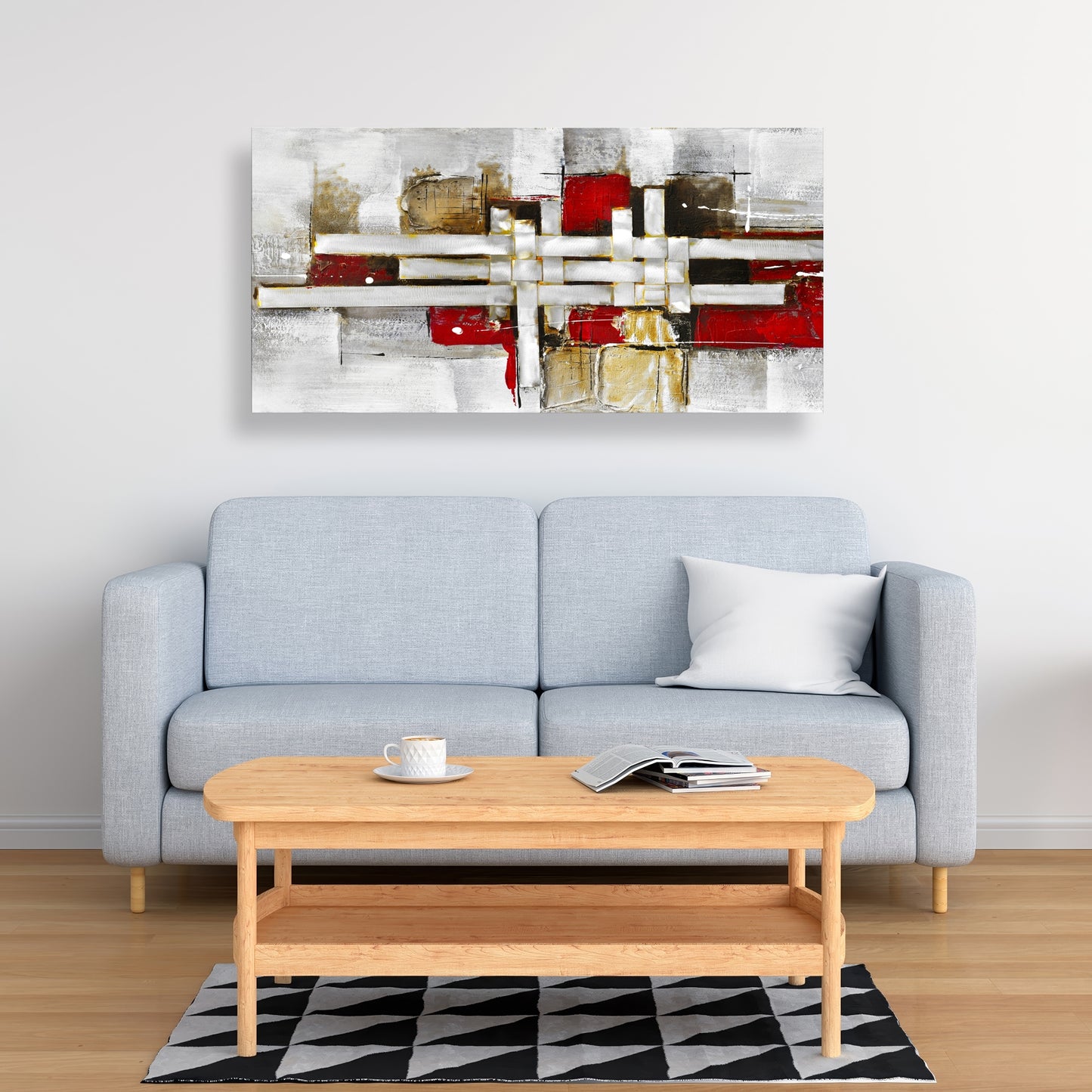 Toile abstraite aux formes entrelacées – Décoration d'intérieur moderne