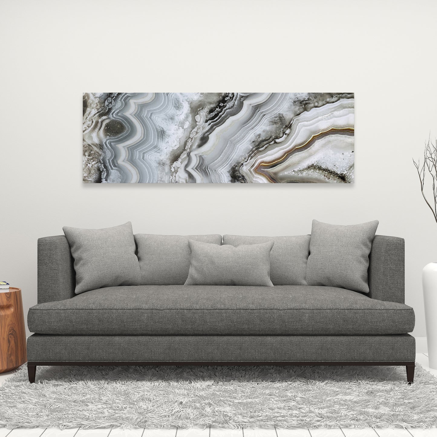 Abstract Geode Canvas - White Abstract Minerals Home Decor
