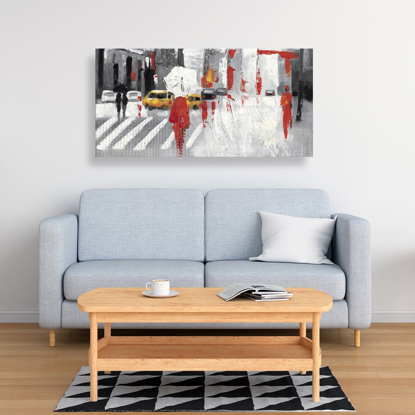 Abstract Cloudy City Street Canvas | Building Bedroom Decor
