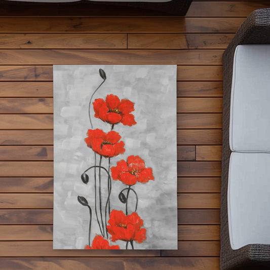Big Red Flowers - Botanical Livingroom 2'x3' Outdoor Rug