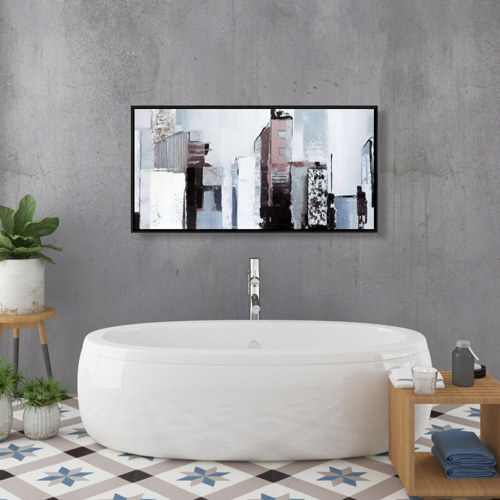 Toile encadrée aux formes abstraites – Décoration de chambre industrielle