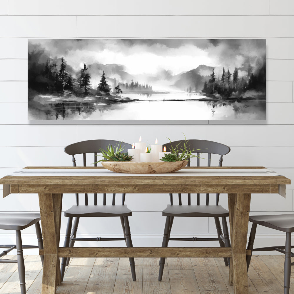 Toile Paysage au bord du lac | Décoration de chambre contemporaine