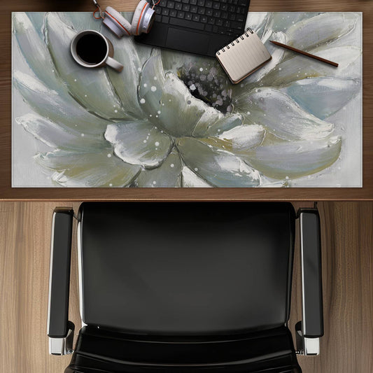 White Chrysanthemum Desk Mat | Floral & Botanical Decor